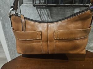 Fossil SL 8792 Cognac Brown Leather Shoulder Bag Small Hobo Purse Vintage